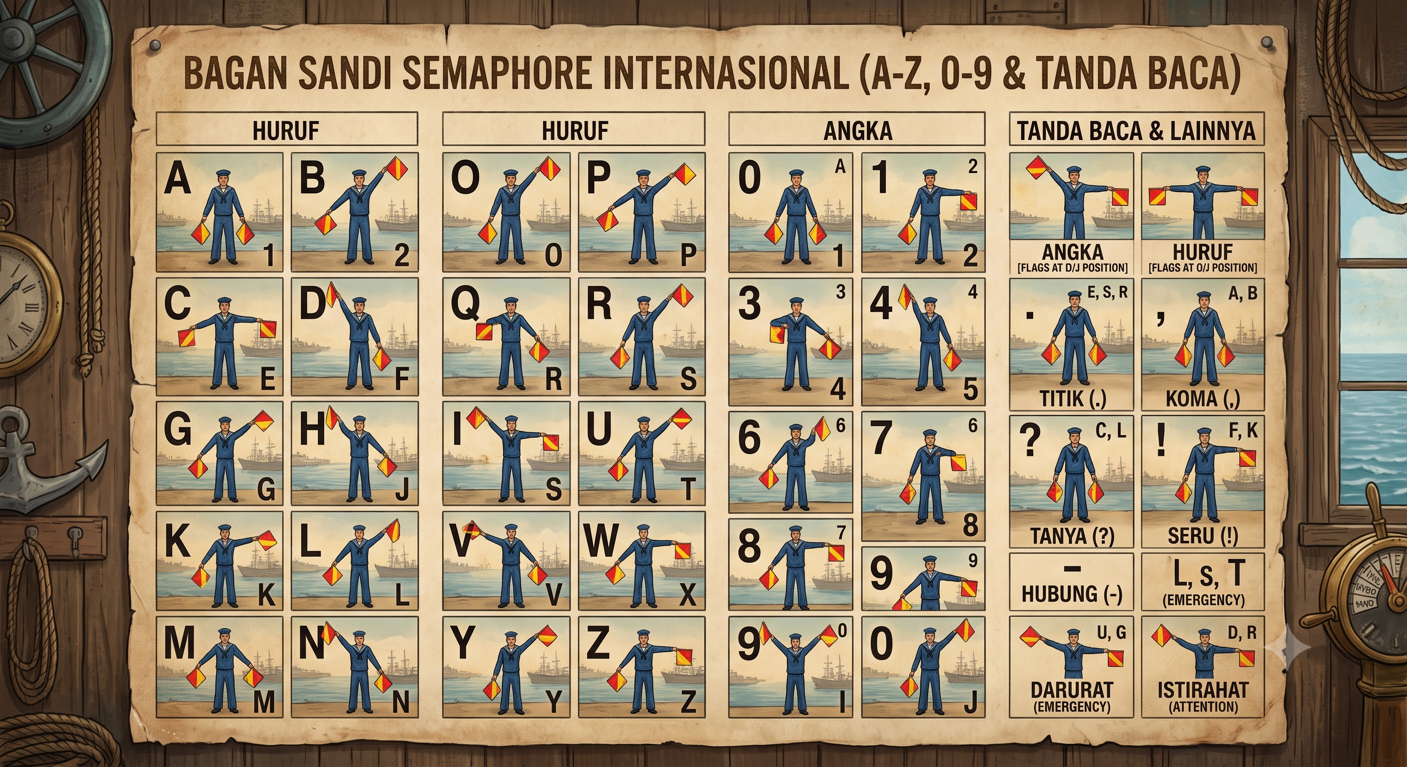 Diagram Bendera Semaphore